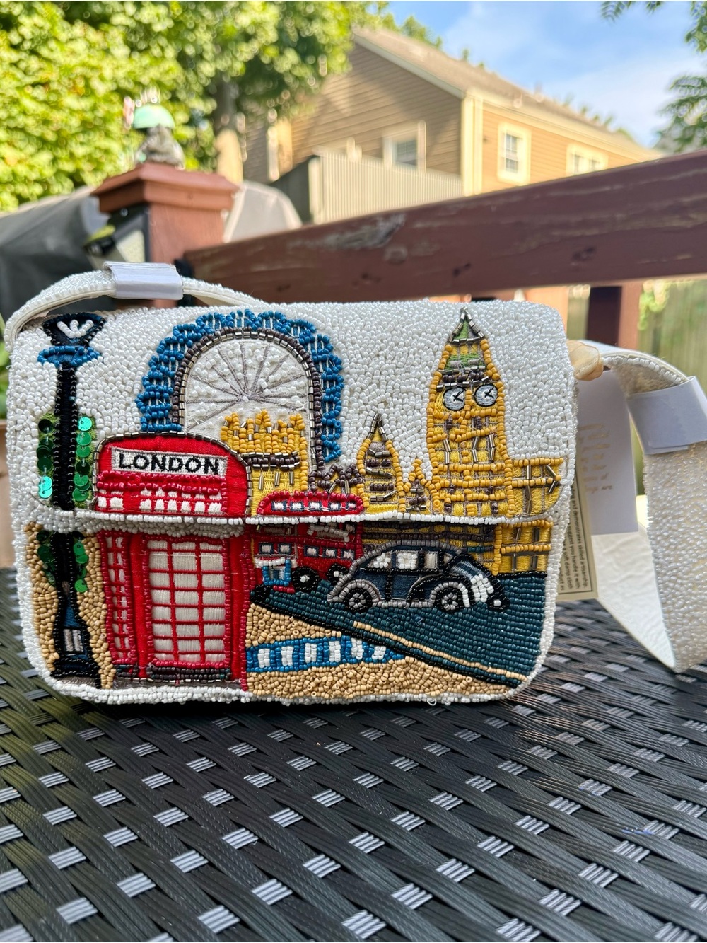 NWT From India To You Viral London Beaded Shoulder Bag Cityscape TikTok